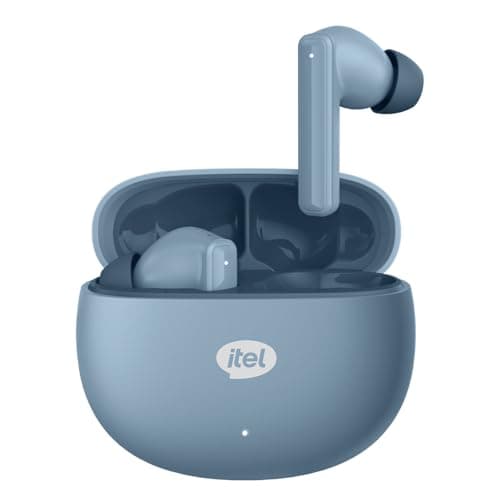 Itel Rhythm with 360 Deep Bass, 10mm Dynamic Driver, AI ENC for Clear Calls, 30H Playtime, Fast Charging, BT V5.3, IPX5 Water Resistance (Blue)