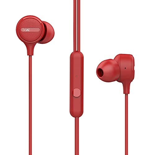 (Renewed) boAt Bassheads 103 Wired in Ear Earphone with Mic (Red)