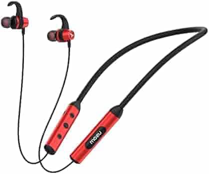 Mozu Flexiband 225 Neckband Wireless Bluetooth Earphones with Up to 18 Hours Music Playtime 10mm Drivers, Metal Housing, Silicone Neck, 2.5mm Thick Wire, IPX4 Water Resistance, Dual Pairing(Ruby Red)