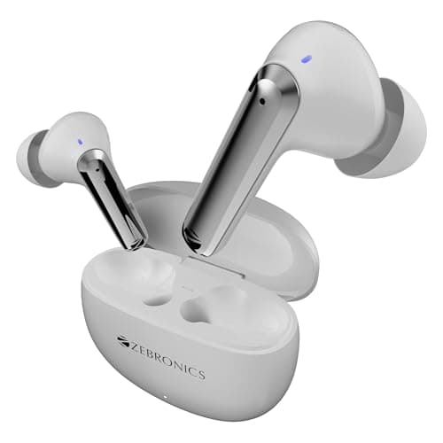 ZEBRONICS PODS K3, in-Ear Wireless Earbuds, 40 Hrs Backup, Dual EQ, Quad MIC ENC, 10mm Bass Drivers, Rapid Charging, Bluetooth, Flash Connect, Low Lat...