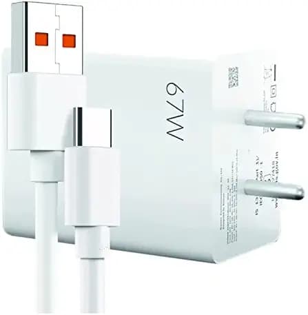 MYVN 67W SonicCharge Fast Charger Adapter with Type C Cable Compatible for Xiaomi Redmi Note 9 Series Note 10 / Poco M2 Pro/Note 7 pro/Note 9 Pro/Note 8 / Note 7 / Mi A1 / Mi A2 /Mi A3