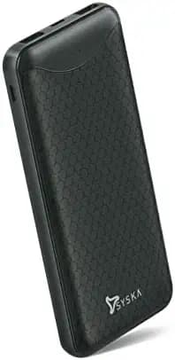 SYSKA 10000MaH POWERBANK 12W P1038 Black Multi Device COMPATILBE Sleek Design Dual USB Output with Micro USB Cable