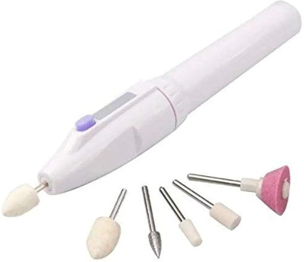 AADGEX Professional Electric Plastic Manicure Nail Art File Drill Pen Polish Tool (Multicolour), 5 Bits Set