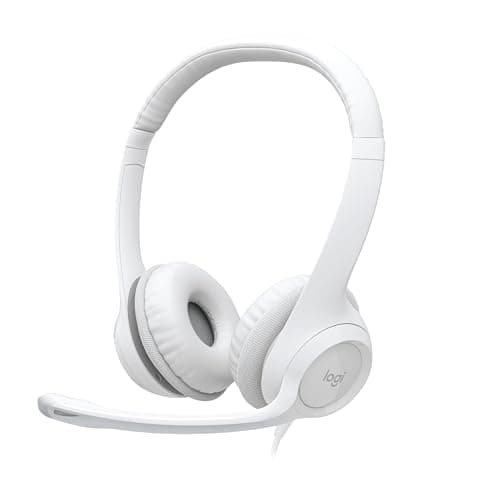 Logitech H390 Wired Headset for PC/Laptop, Stereo Headphones with Noise Cancelling Microphone, USB-A, in-Line Controls, Works with Chromebook - White