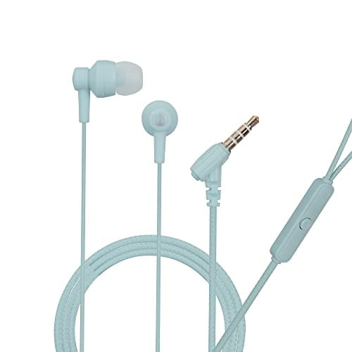 Hitage HB-143+ Flower Series Tangle Free with Mic Wired Headset (Blue, in The Ear)