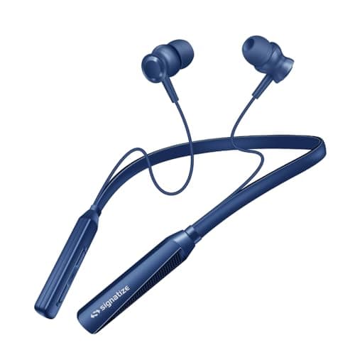 Neckband Bluetooth Earphones with 10mm Drivers,Above 20 Hours Playtime, Type C Fast Charging, Neckband Earphones with Voice Assistant-Blue