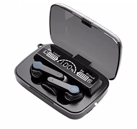 Real Nine TWS M19 Wireless Headphones with Touch Control and LED Charging Display V5.1 Bluetooth Version CVC Noise Cancelling Gaming TWS Wireless Earphones -Black