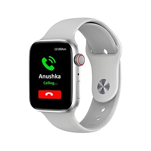 Honeybud Airfit Pro with Wireless Charger, Bluetooth Calling, 1.75 inch High Definition 3D Retina Screen, Voice Assistant, BP, SPO2 and Heart Rate Monitoring Smartwatch (Silver White)