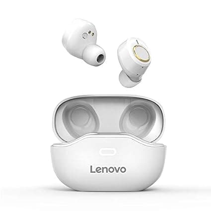 Lenovo X18 True Wireless in Ear Earbuds Bluetooth V5.0, Up to 24hrs Play Time,IPX4,Button Control, Voice Assistant with Mic- White In-Ear