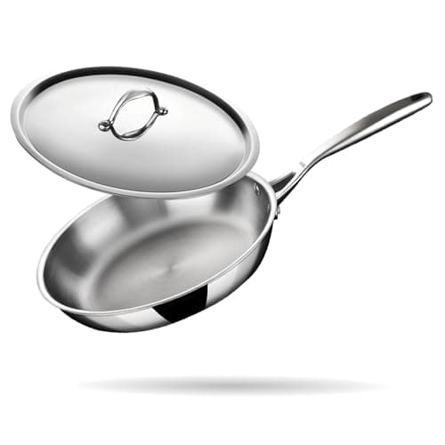 Stahl Triply Stainless Steel Artisan Frypan with Lid, 4424, 24cm, 1.8 Liters