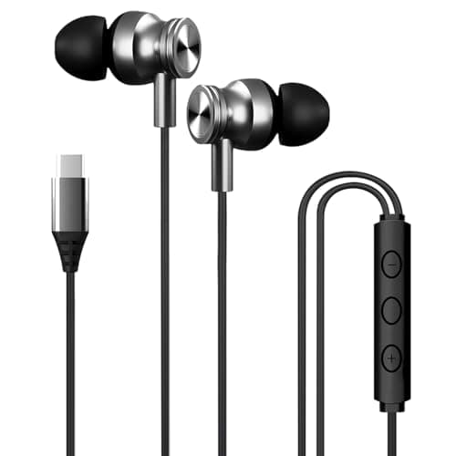 Kratos Tune V4 C Type Earphones Wired, 13mm Bass Drivers Earphone, Inline Control Type c Headphones with Mic, Sweat Resistant, Comfort Fit Type c Earp...