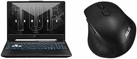 ASUS TUF Gaming A15, 15.6-inch (39.62 cms) FHD 144Hz, AMD Ryzen 5 4600H, 4GB NVIDIA GeForce GTX 1650, Gaming Laptop, FA506IHRB-HN079W + ASUS MW203 Wireless Silent Mouse (Black)