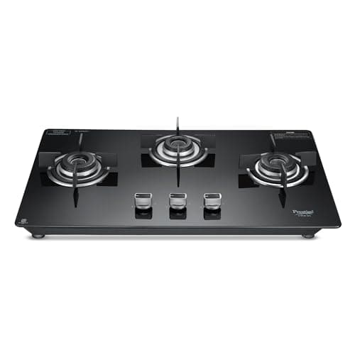 Prestige Efficia Convertible 3 Burner Glasstop Hob|One-Touch Advance Auto-Ignition|Cast-Iron Pan Support|Toughened Glass|SABAF Burners|Ultra-Slim Body...