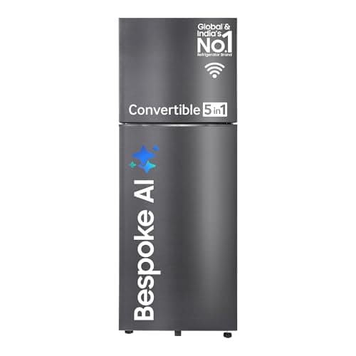 Samsung 396 L, 3 Star, Convertible 5-in-1, Digital Inverter, Frost Free Double Door, WiFi Enabled Bespoke AI Refrigerator (RT41DG6A4DB1HL, Black Matte...