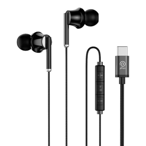 pTron Boom Play X6 in-Ear Type C Wired Earphones with Mic, 14mm Drivers for Pristine Sound, 1.2M Tangle-Free Cable, in-Line Controls, Snug-Fit & Wide ...