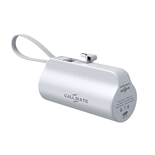 Callmate PowerPod 5000mAh Pocket-Sized 15W Portable Power Bank with Plug-in Lightning Output & inbuilt Type C Cable- Compatible with All Smartphones I...