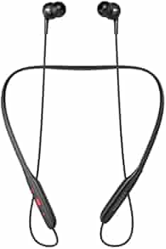 Modget Bassbuds Bluetooth 5.0 Wireless Headphones with Extra Bass Stereo Sound, 12Hrs Playtime, Lightweight Neckband, Sweat-Resistant Magnetic Earbuds, Voice Assistant & Mic - (Red Black)