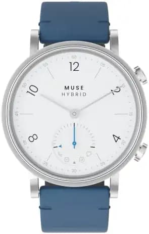 Muse Modernist Hybrid Smartwatch for Men & Women with Bluetooth Connectivity, Step Counter, Sleep Monitoring, 5ATM Water Resistant, 1 Year Battery Life (36MM, Shiny Silver White)