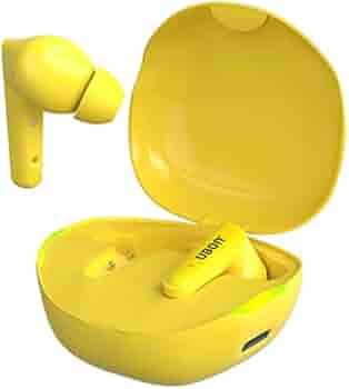 Bluetooth Headphones UBON Wireless Earbuds Air Shark BT-285, v5.0 Bluetooth Earphone with TWS Function, Up to 20 Hours Playtime, Type-C Fast Charging, Touch Controls & Noise Isolation (Yellow)