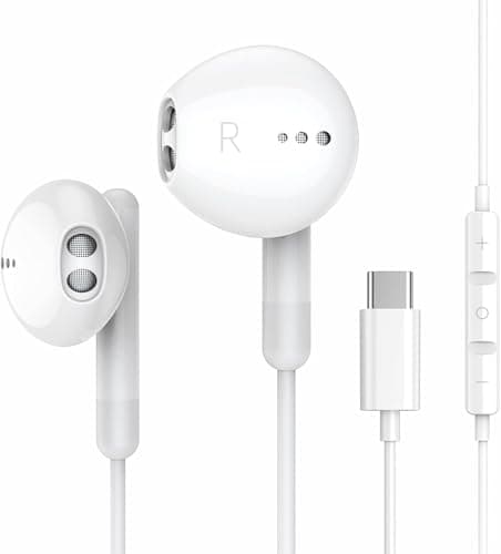 USB C Headphones for iPhone 16 15/for iPad Pro Type-C Earphones with Microphone Volume Control for Apple USB C Wired Earbuds, for Google Pixel 8 7 6A ...