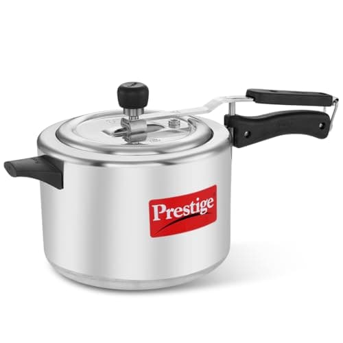 Prestige Svachh, 10731, 5 L, Straight Wall Aluminium Pressure Cooker, with Deep Lid for Spillage Control - silver