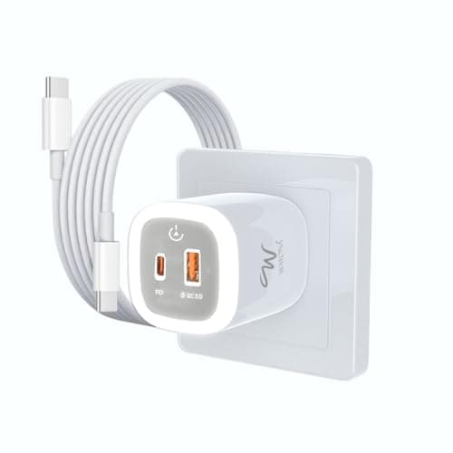 25W Fast Charger | USB C PD Wall Adapter + QC 3.0 USB A | Adjustable Night Light with Dual Port Charging | Compatible with iPhone 17,16/15/14/13, Sams...