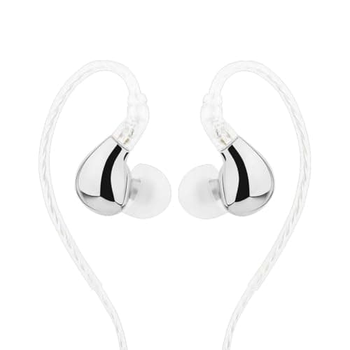 BLON BL03 II IEM with Mic, 10mm Carbon Diaphragm Dynamic Driver for Hi-Res Audio, Silver Plated Oxygen-Free Copper Cable, Wired HiFi IEM with 2pins De...