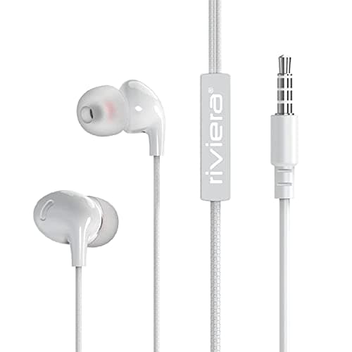 Riviera IPL-02 in Ear Earphones with Rich Bass and Surround Sound, Wired Earphones, Microphone, Clear Music-(White)