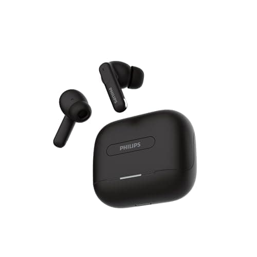 PHILIPS TAT1050BK/94 Truly Wireless Earbuds with ANC, Quad Mic ENC, Up to 50 Hr Playtime, 13mm Neodymium Drivers, Multipoint, IPX5 Water Resistance, F...