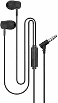 UBON Earphones with Mic, Rapper Series UB-111, in-Ear Wired Headphone with 10mm Dynamic Driver, Gives Booming Sound & Heavy Bass, L-Shaped 3.5 mm Audio Jack, Universal Compatibility (Black)