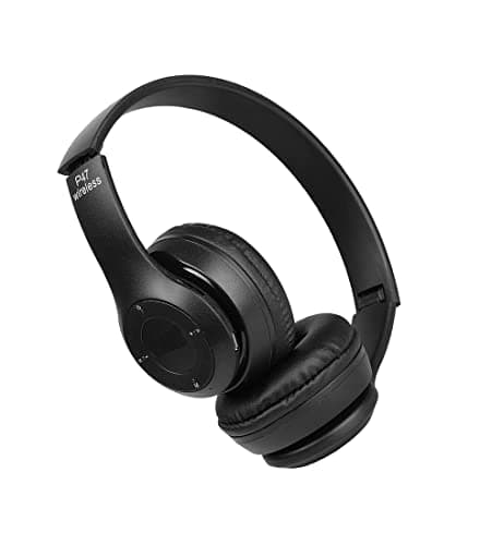 MITTAL Enterprises P-47 Wireless Bluetooth Portable Sports Headphones with Microphone Feature, Stereo FM, Memory Card Support, Compatible with All Android & iOS Device (Black Color)