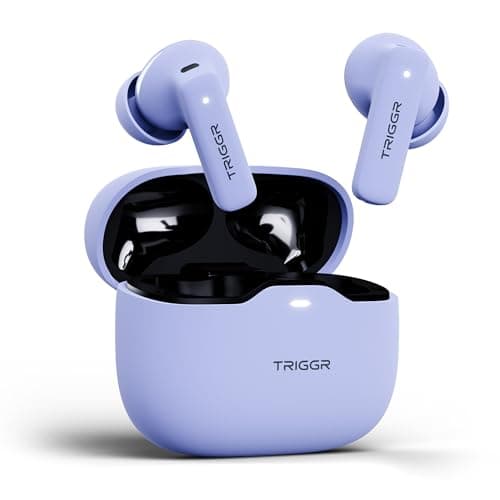 TRIGGR Apex S2 with Dual Pairing, 60H Battery, Quad Mic ENC, Rapid Pair, Rubber Finish Bluetooth (Onyx Lilac, True Wireless)