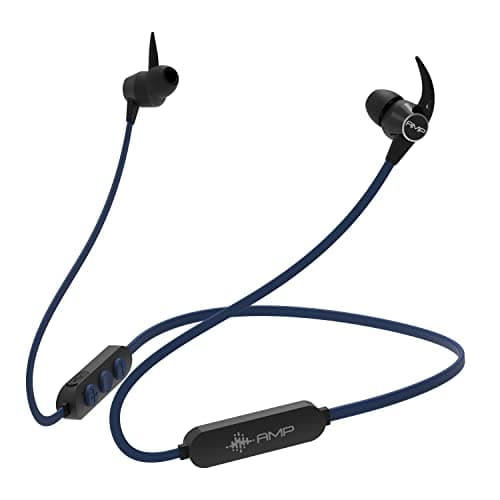 Amp Urban X5 Bluetooth Headphones with in-line Mic Controls, Voice Assistant, 8 Hours of Playback and IPX5 Sweatproof (Blue)