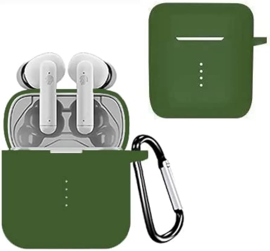 AJM 360 Protection Shockproof Design Soft Rubberised Case with Keychain for Boat Airdopes 141 (Only Case) (Mehendi)