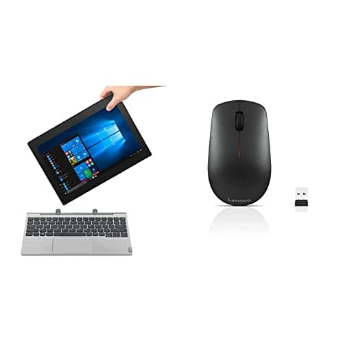 Lenovo IdeaPad D330 Intel Celeron N4020 10.1" (25cm)HD IPS Detachable 2-in-1 Laptop (4GB/128GB eMMC/Windows 10/1 Yr Warranty/Mineral Grey/1.1Kg), 82H0001YIN + 1200 DPI Wireless Mouse