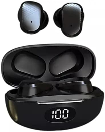 Bassbuds Plus True Wireless Bluetooth 5.0 in Ear Earbuds For Samsung Wave M S7250 , Samsung Wave Y S5380 , Samsung Xcover 550 , Samsung Z , Samsung Z1 / Samsung Z 1, Samsung Z2 / Samsung Z 2 Deep Bass, IPX4 Water/Sweat Resistant, Passive Noise Canceling, Digital Display Case & with HD Mic NMS1 (Black)