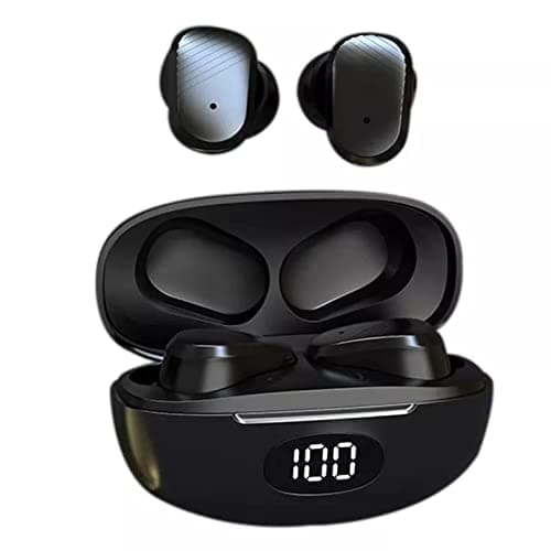 Bassbuds Plus True Wireless Bluetooth 5.0 in Ear Earbuds For One Plus 2,OnePlus 10 Pro,OnePlus 10 Pro,OnePlus 10R,Oneplus 3,OnePlus 3T,OnePlus 5,OnePlus 5T,OnePlus 6,OnePlus 6t,OnePlus 6T McLaren Deep Bass, IPX4 Water/Sweat Resistant, Passive Noise Canceling, Digital Display Case & with HD Mic MS1 (Black)