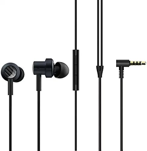 Mi Dual Driver in-Ear Wired Earphone, 10mm & 8 mm Dynamic Drivers for Crisp Vocals & Rich Bass, Passive Noise Cancellation, Magnetic Earbuds, Tangle-Free Braided Cable (Black)
