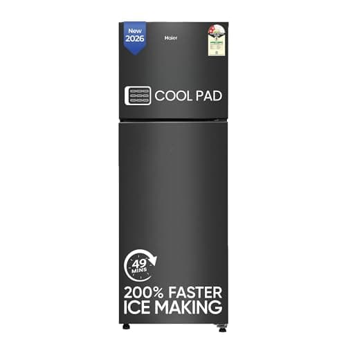 Haier 240L 2 Star Frost Free Top Mount Double Door Refrigerator|Cool Pad|200% Faster Ice Making in 49 Minutes (2026, HEF-252EGBA-P, GE Black)