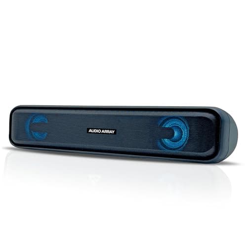 Audio Array SB-01 25W | 2.0 Sound Bar Speaker | BT v5.3 AUX, USB, TF Card, TWS Connectivity | Inbuilt FM Radio | Build in Mics | Dynamic LED Lights