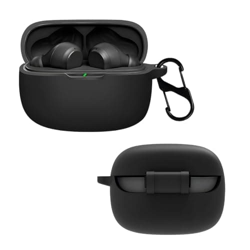 LIRAMARK Silicone Cover Case with Carbiner Compatible with JBL Wave Beam/JBL Vibe Beam (Black)
