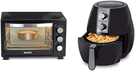 AGARO Marvel 19-Litre Oven Toaster Grill with 5 Heating Modes (Black)+AGARO 33313 Air Fryer, 2.8 L, Uniform Heating with Adjustable Temperature Control, 1300 W (Black)