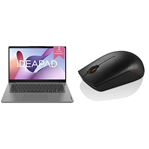 Lenovo IdeaPad Slim 3 Intel Core i3 11th Gen 14" (35.56cm) FHD Thin & Light Laptop & 300 Wireless Compact Mouse, 1000 DPI Optical Sensor, 2.4GHz Wireless Nano USB, 10m Range, Ergonomic GX30K79401