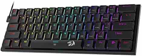 (Renewed) Redragon K614 Anivia 60% Ultra Thin Wired Mechanical Keyboard, Slim Compact 61 Keys RGB Gaming Keyboard w/Low Profile Linear Red Switches and Double-Shot Keycaps