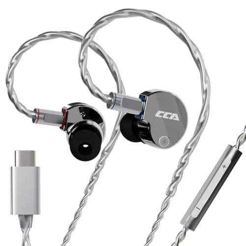 CCA Phoenix In-Ear Monitor IEM With Mic Earphones with 10mm Dual-Magnet Driver, LCP Diaphragm, Harman Tuning, Detachable Silver-Plated Cable With 3.5m...