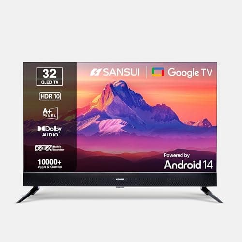 SANSUI 80cm (32) Google TV with QLED Display, HDR10, Dolby Audio, Built-in Soundbar, Filmmaker Mode, 60Hz Refresh Rate JSS32GSQLED (Black)