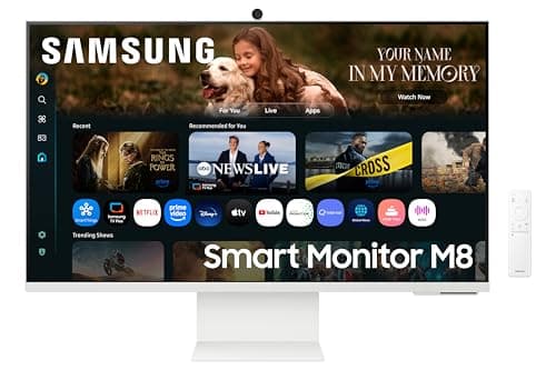 Samsung M8 Series 32 Inch (80 cm) Vision AI Smart Monitor, 4K (3840x2160), in-Built Speaker, Slimfit Camera, 60Hz, 4ms, Wi-Fi, Bluetooth, USB, USB-C, Wireless Display (LS32FM801UWXXL, Warm White)