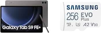 Samsung Galaxy Tab S9 FE+ 31.50 cm (12.4 inch) Display, RAM 8 GB, ROM 128 GB Expandable, S Pen in-Box, WiFi+5G, IP68 Tablet, Gray EVO Plus 256GB micro...