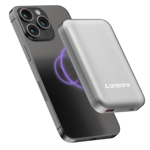 Ambrane MagSafe Wireless 10000mAh Fast Charging Power Bank, Strong Magnet, 22.5W Output for iPhone 12 & Above, Android & Other Qi Enabled Devices, Pre...