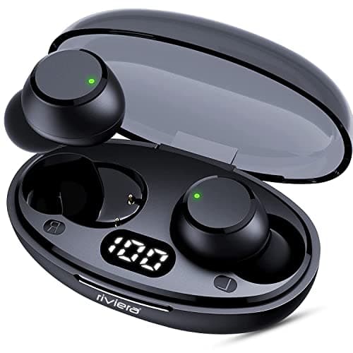 Riviera R008 Wireless TWS Earbuds with Bluetooth 5.2, IPX4, LED Display, Voice Assistant, Call Function, Transparent Charging case, Touch Control & Built-in Rechargeable Battery(Black)